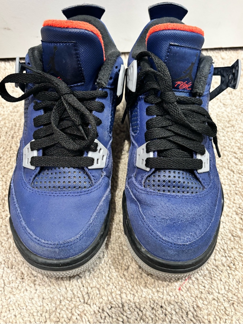 Jordan Kids Navy Blue and Black Sneakers with Orange Trim - Picture 7 of 9